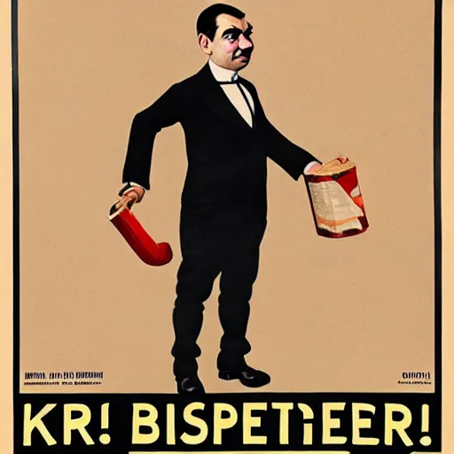 Image similar to mr. bean in the kitchener poster ( 1 9 1 4 ), highly detailed, smooth