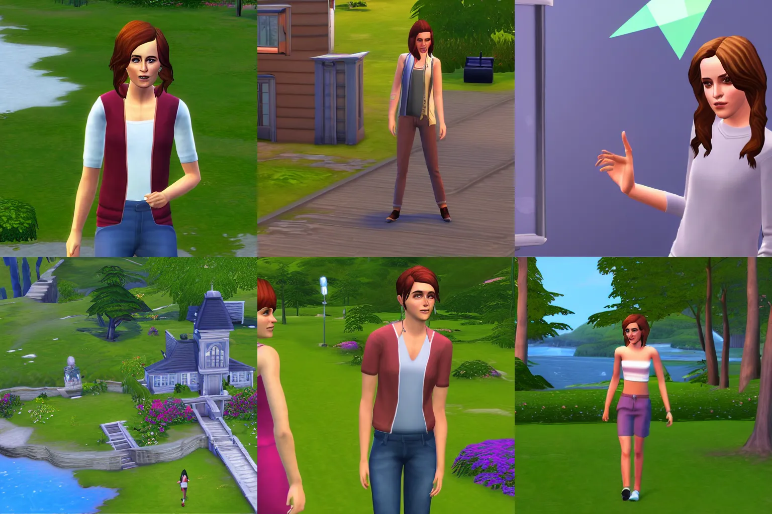 Prompt: Screenshot of Emma Watson in The Sims