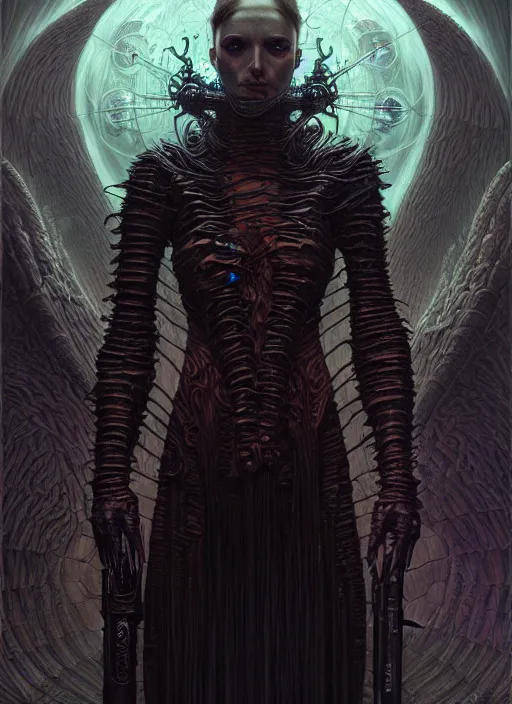 Image similar to portrait of dark mage, hyper detailed masterpiece, dystopian background, jean giraud, digital art painting, darkwave goth aesthetic, lovecraftian, artgerm, donato giancola and tom bagshaw