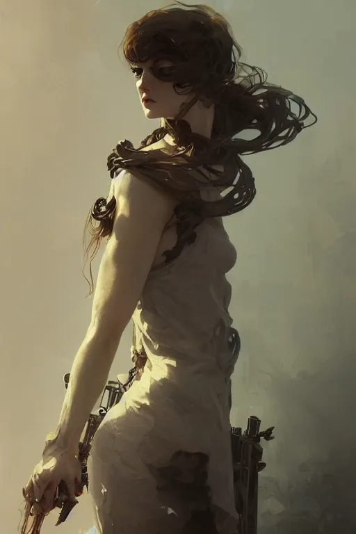 Image similar to A full portrait of a beautiful terrible powerful dystopian blind scriber, intricate, elegant, highly detailed, digital painting, artstation, concept art, smooth, sharp focus, illustration, art by Krenz Cushart and Artem Demura and alphonse mucha