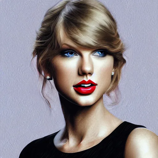 Image similar to portrait of Taylor Swift, highly detailed, centered, solid color background, digital painting