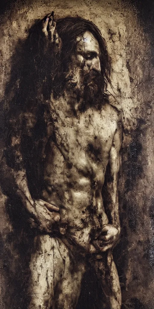 Image similar to jesus christ on the cross, by nicola samori, painting, 8 k, high detail