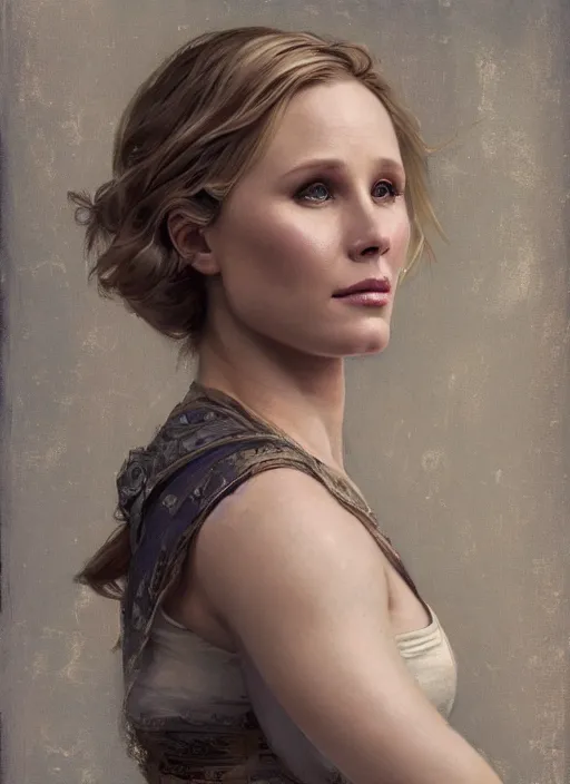 Prompt: beautiful portrait of 7 5 kg kristen bell, soft features, by magali villeneuve and greg rutkowski and artgerm and alphonse mucha and jeremy lipkin and rob hay, intricate, elegant, highly detailed, photorealistic, trending on artstation, trending on cgsociety, 8 k, sharp focus