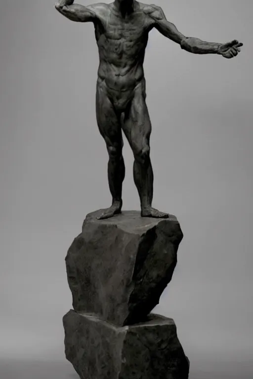 Prompt: full body, michel foucault sculpture by auguste rodin