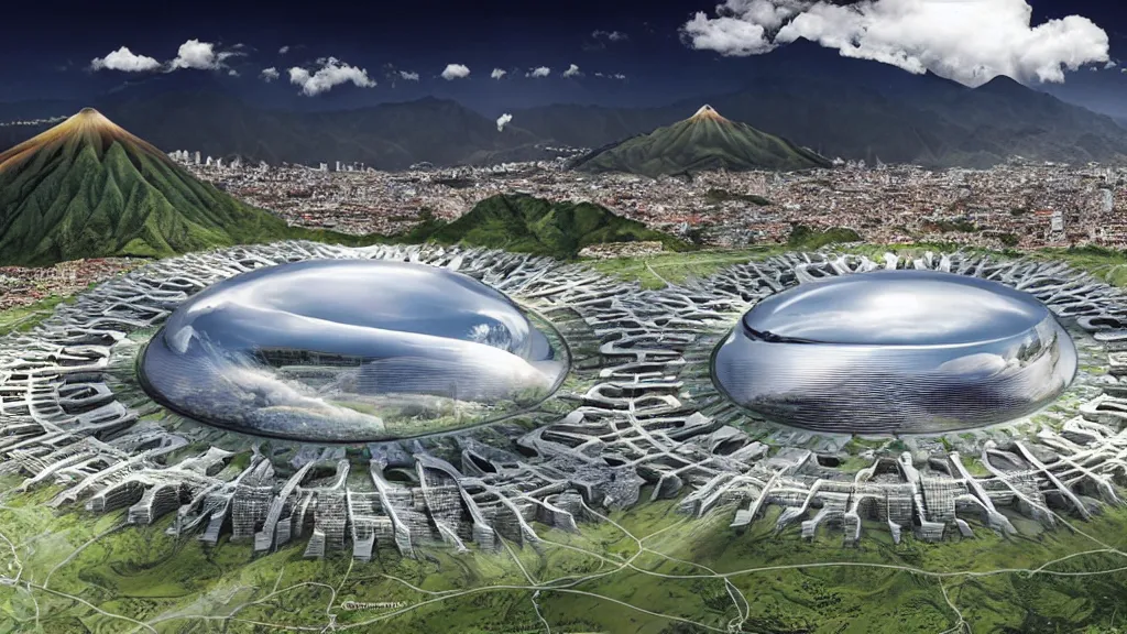 Image similar to Super-Nuclear, Ultra-Natural, Quito, Ecuador; by Oswaldo Moncayo and Vincent Callebaut; Art Direction by James Cameron;