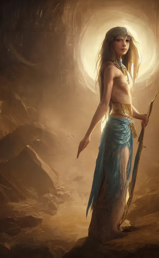 Image similar to a girl from final fantasy live action, ancient egypt, evocative, mystical night, very very very very detailed, award winning, masterpiece digital painting by greg rutkowski, alex grey, artstation, 4 k wallpaper
