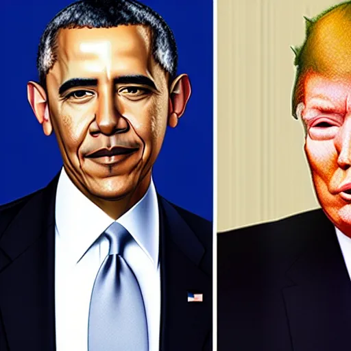 Prompt: portrait morph hybrid barack obama and donald trump