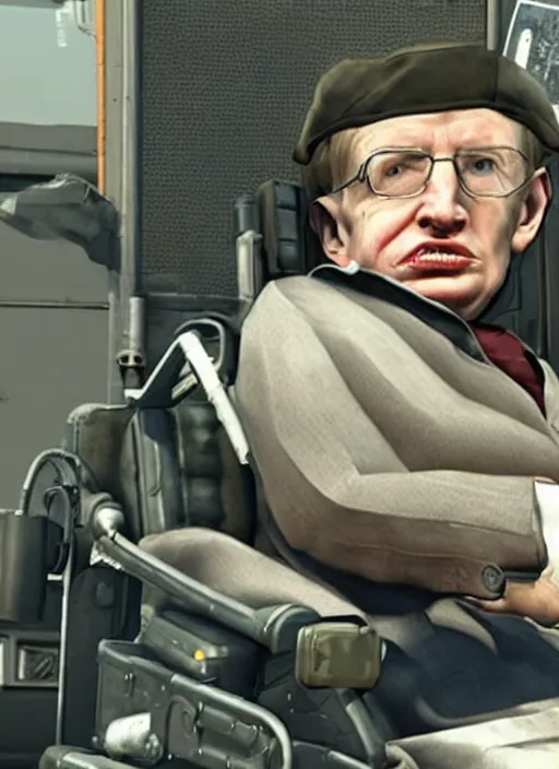 Image similar to Stephen Hawking in fallout 4