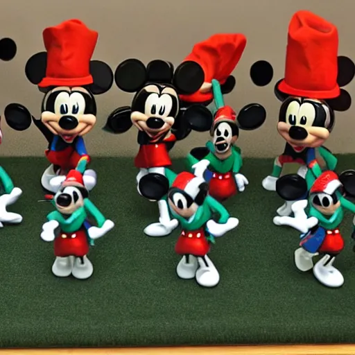 Prompt: cursed mickey mouse toy soldiers