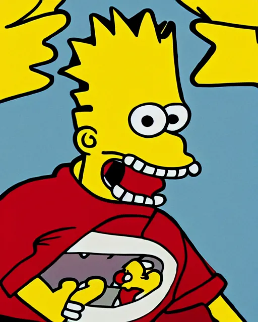 Image similar to live action bart simpson with open sores, centered, studio lighting, 1 5 0 mm