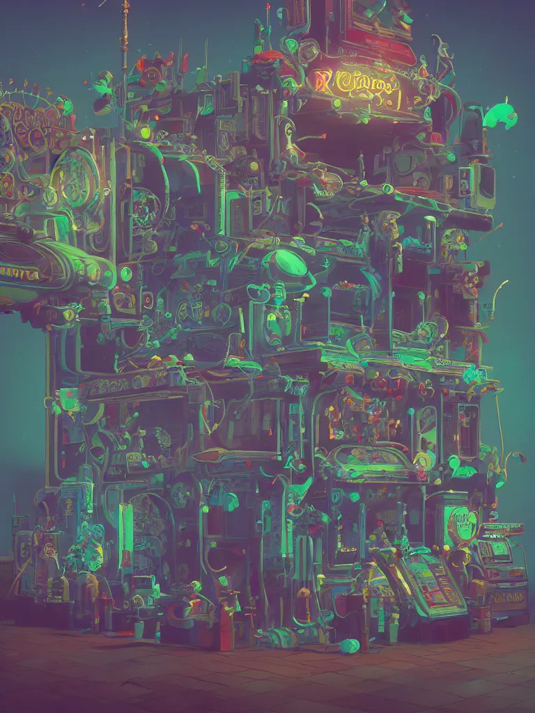 Image similar to retro arcade cabinet, moody::alejandro jodorowsky, studio ghibli, beeple and James Gilleard and Justin Gerard :: ornate, dynamic, particulate, intricate, elegant, highly detailed, centered, artstation, smooth, sharp focus, octane render, 3d