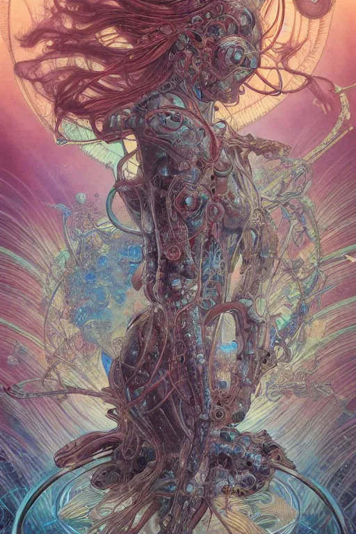 Image similar to swimming through time, inter dimensional clockwork, by artgerm and yoshitaka amano and moebius and hr giger and zdislaw beksinski and alphonse mucha, hyperdetailed, glamour, surreal, dc comics, ornate, nebula, explosions in the sky, trending on artstation