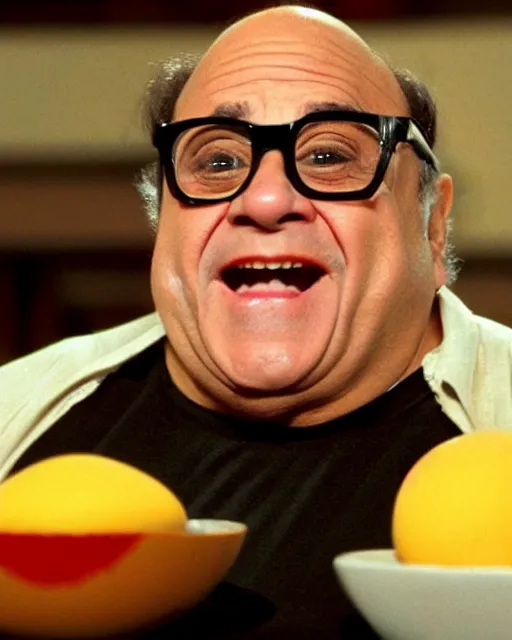 Prompt: danny devito as deviled egg