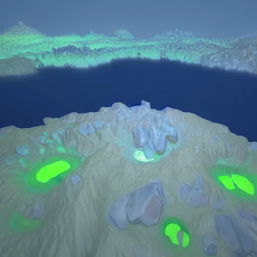 Image similar to magical islands floating in the sky with glowing ore visible in the bedrock