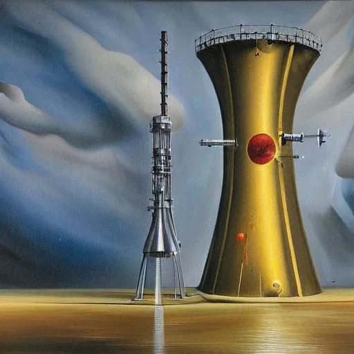 Prompt: A very detailed oil painting of a nuclear reactor by Slavador Dali