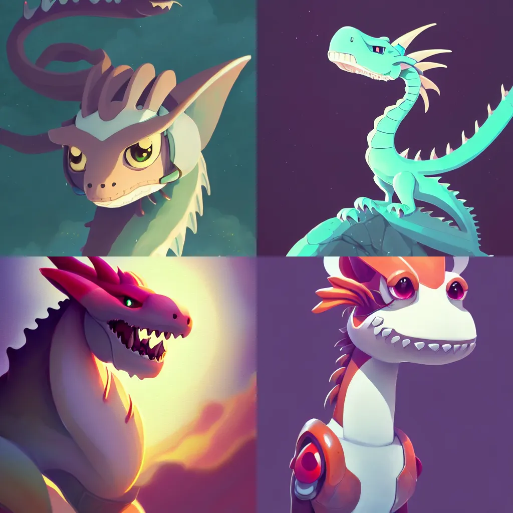 Prompt: portrait of cute kawai dragon, artstation, elegant, highly detailed, digital painting, concept art, smooth, sharp focus, illustration, art by studio ghibli, fujita goro, atey ghailan, tom whalen, jean giraud 8 k