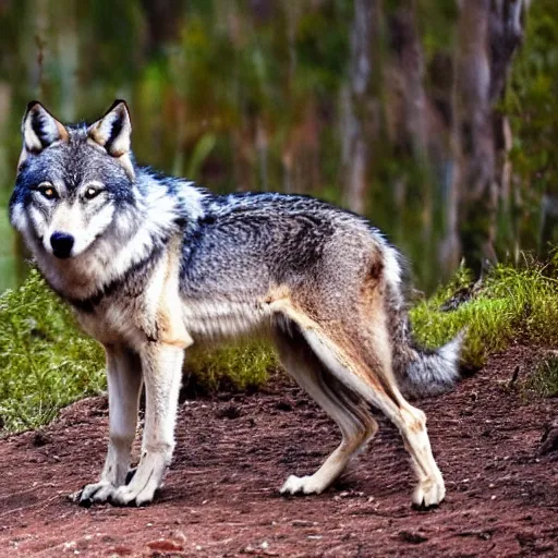 Image similar to a wolf and kangaroo hybrid, 4k