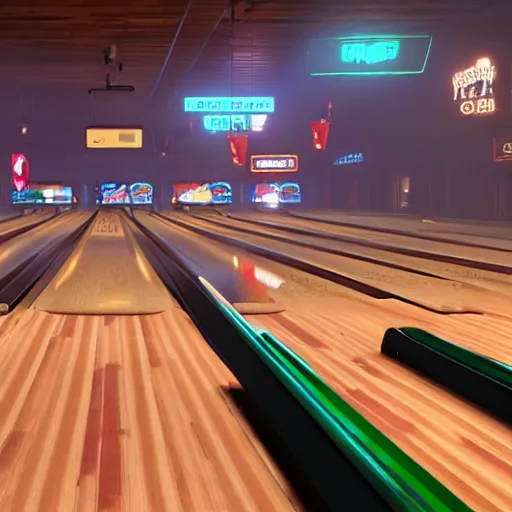 Image similar to A bowling alley in red dead redemption 2