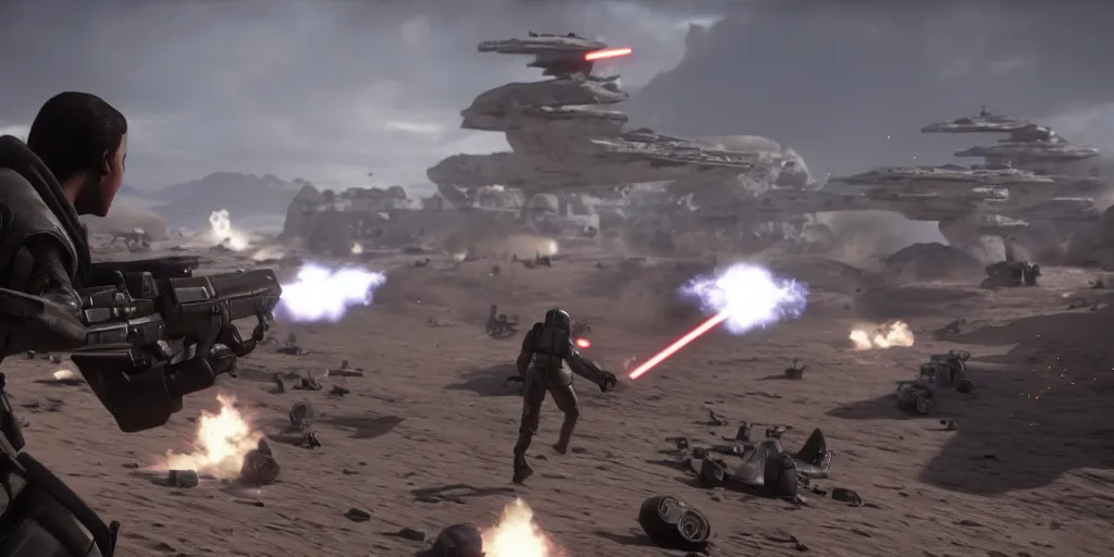 Image similar to screenshot of rebel soldier, on sullust, ea star wars battlefront 2015