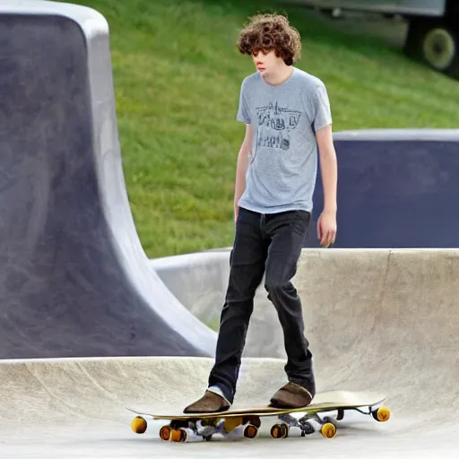 Prompt: jesse eisenberg, at a skatepark