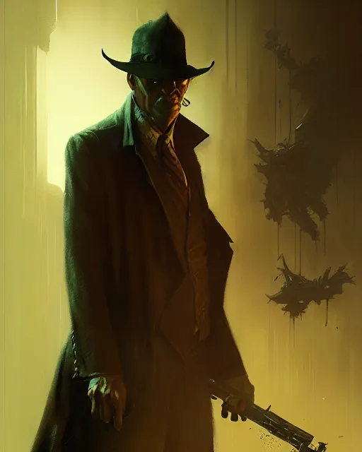 Image similar to mysterious lamont cranston, the shadow, pulp character portrait, ultra realistic, concept art, intricate details, highly detailed by greg rutkowski, gaston bussiere, craig mullins, simon bisley