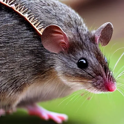 Image similar to photo of a mouse with dinosaur spines and spikes