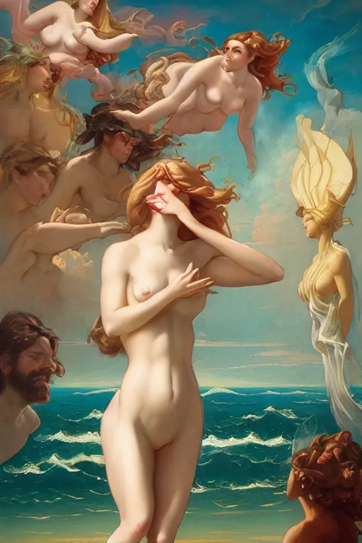 Prompt: The Birth of Venus by Peter Mohrbacher in the style of Gaston Bussière, Art Nouveau