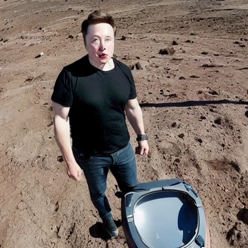 Image similar to elon musk exploring unknown planet, hd photo