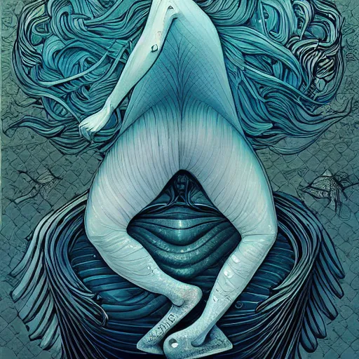 Prompt: reverse mermaid, an ultrafine detailed painting by james jean, behance contest winner, vanitas, angular, altermodern