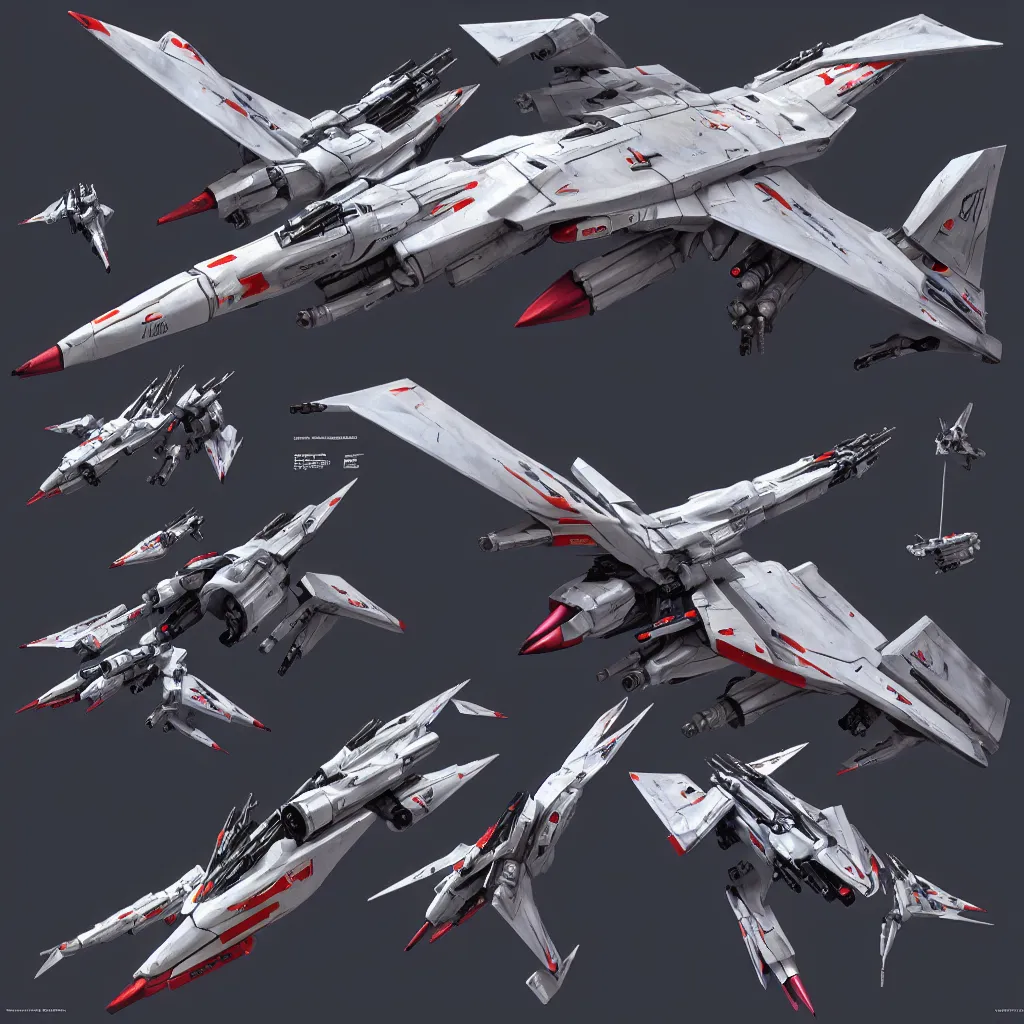 Image similar to f 1 7 with lots of guns concept art, robotech gradius outer space concept art, hyperrealism, fine detail, 8 k, 3 d render, artgerm, artstation contest winner, cgsociety, cryengine, concept art!!, zbrush, vray sprite