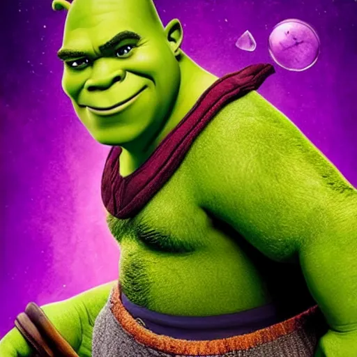 Image similar to shrek in avengers infinity war poster