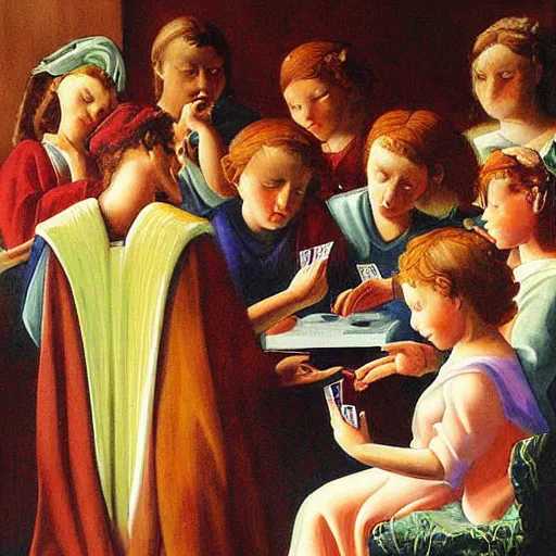 Image similar to Angelic choir playing poker painting by Gaudenzio Ferrari