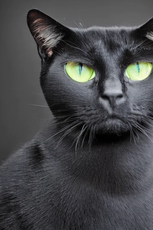 Image similar to studio photo of a green-eyed black cat