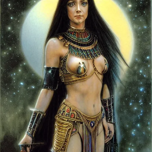 Prompt: portrait of young alyson hannigan as egyptian princess by luis royo, wayne barlowe