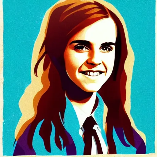 Image similar to rainbow smiling happy emma watson age 1 7 as hermione. pop art.