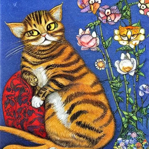 Image similar to a cat and mouse, fantasy art, louis wain