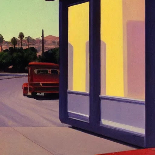 Prompt: painting of Los Angeles, 1974, by Edward Hopper