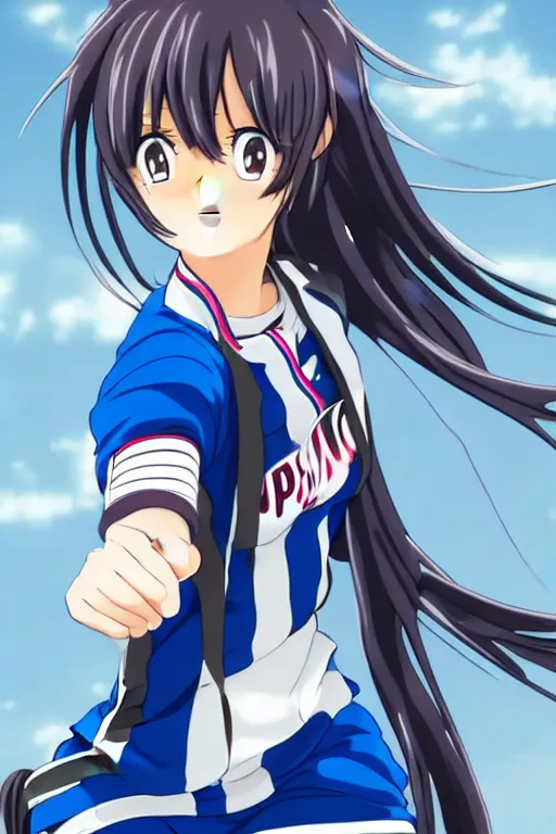 Prompt: pretty anime lady wearing sports clothes