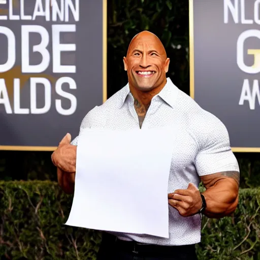 Image similar to Dwayne Johnson holding a paper