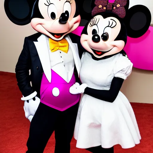 Prompt: grimes and elon musk as minnie mouse and mickey mouse