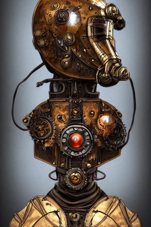 Image similar to steampunk helmet fantasy art mask robot ninja stylized digital illustration sharp focus, elegant intricate digital painting artstation concept art global illumination ray tracing advanced technology chaykin howard and campionpascale and cooke darwyn and davis jack