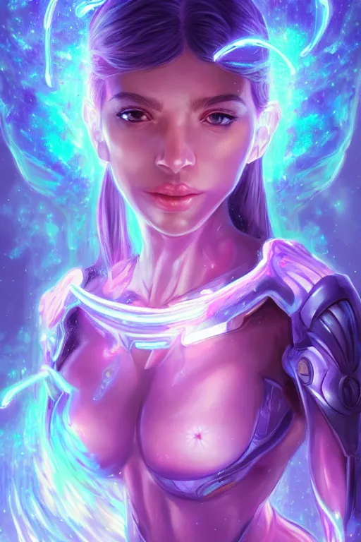 Image similar to a photographic portrait of an attractive young girl, partially clothed in ethereal battle armor, surrounded by colorful transparent plasma, emitting psychic powers, beautiful bone structure, perfectly proportioned face, perfect eyes, intricate, elegant, highly detailed, hyper detailed, trending on tumblr, by artgerm, by loish, fantasy scene, fantasy aesthetic, trending on Artstation