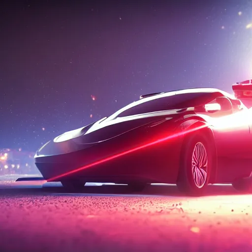 Image similar to an advisement of the first hover car, 4k, professional lighting, cold colors