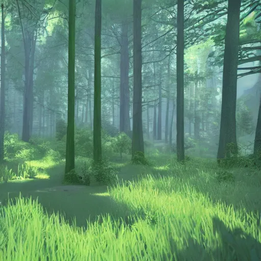 Prompt: a forest. illustrated cel shaded unreal engine 5