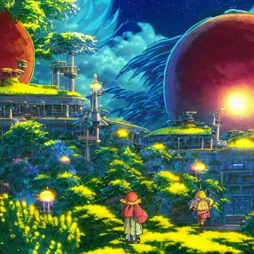 Image similar to photorealistic beautiful world of chrono trigger in the style of studio ghibli and tim white. hyperdetailed photorealism, 1 0 8 megapixels, amazing depth, glowing rich colors, powerful imagery, psychedelic overtones, 3 d finalrender, 3 d shading, cinematic lighting, artstation concept art