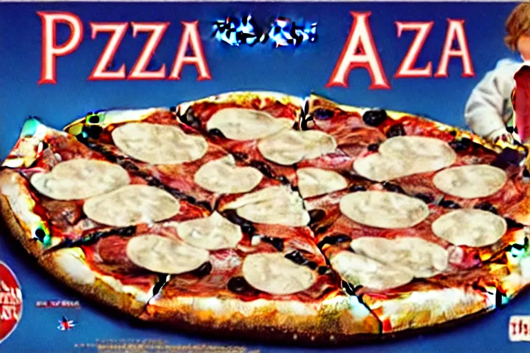 Image similar to angels, pizza, advertisement