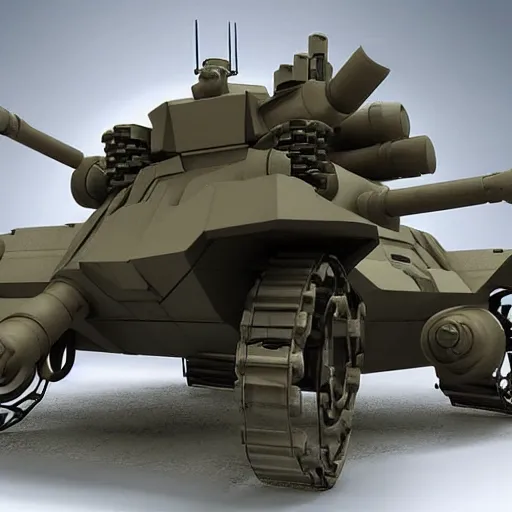 Image similar to a futuristic tank with six robot legs and a huge cannon