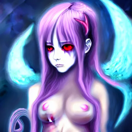 Image similar to demon princess anime girl , anime style , digital painting , digital art , 4k , HD , artstation , devian art