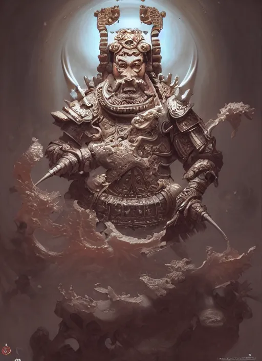 Prompt: subsurface scattering, white, koi, samurai deity with carved ivory armor, by jesper ejsing, james jean, justin gerard, tomasz alen kopera, cgsociety and fenghua zhong, highly detailed, rim light, cinematic lighting, illustration, art, octane render, very coherent, cinematic, hyper realism, high detail, 8 k