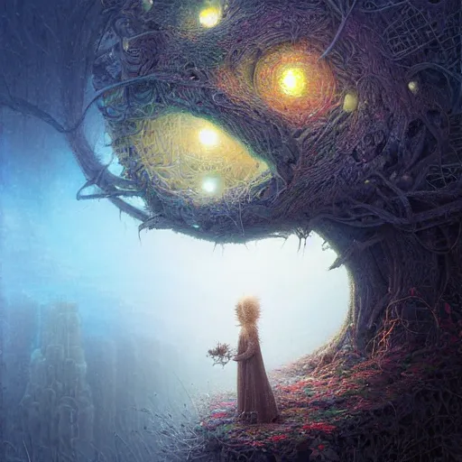 Prompt: lonely hedgehog tree opalescent walkway quantum digital art matte painting hyper realism sharp focus intricate details by tomasz alen kopera, victo ngai, greg rutkowski, tim white, beksinski, artgerm, paul lehr, andreas rocha